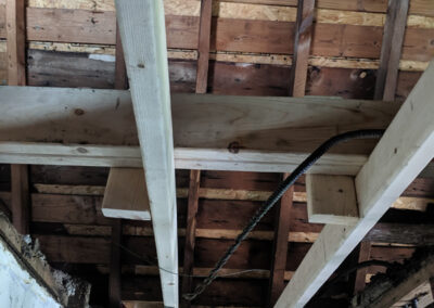 Decker Property Fire damaged Roof beams